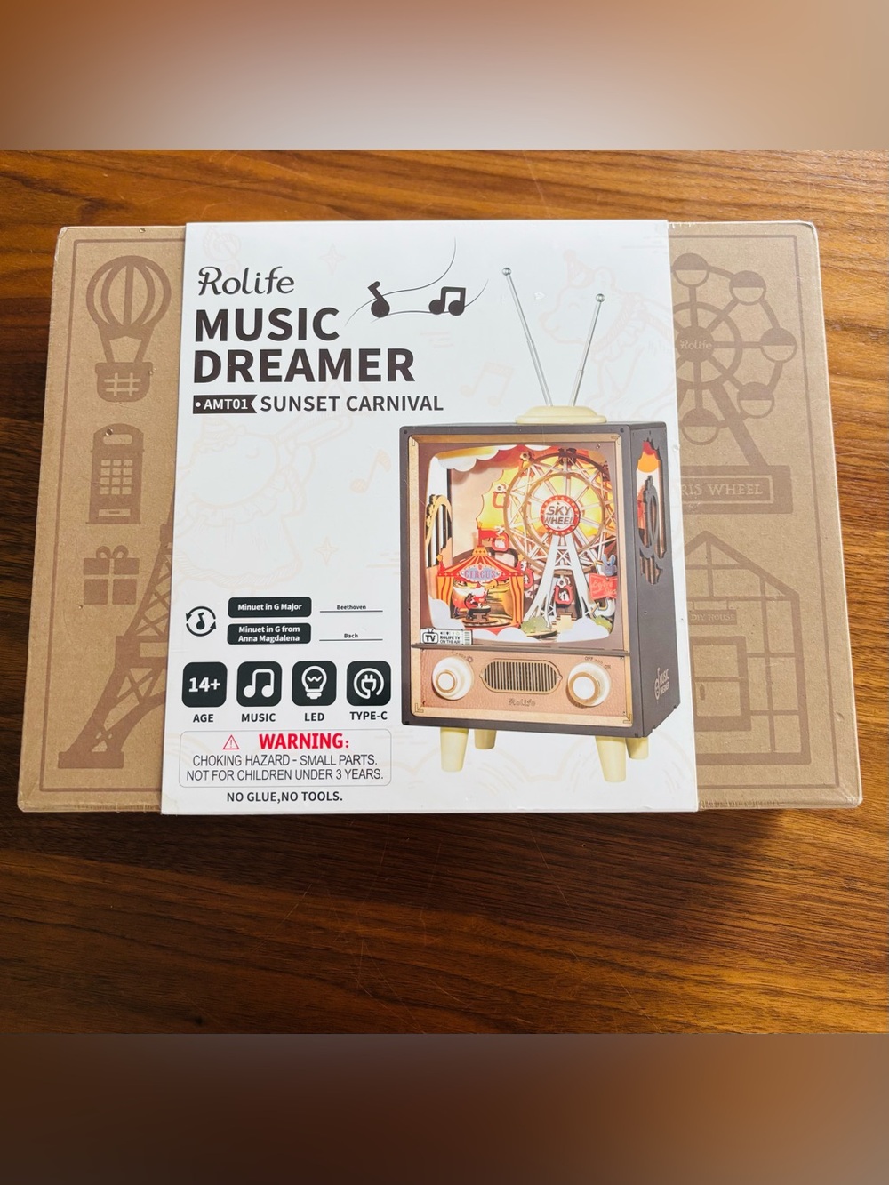 New/Sealed Rolife Sunset Carnival DIY Music Dreamer Box 3D Wooden Puzzle AMT01